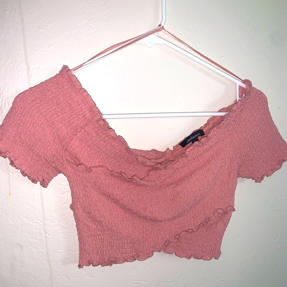 Ambiance Off the Shoulder Pink Crop Top